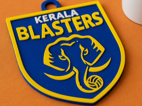 ISL Kerala Blasters FC keychain badge color printable and renderable 3D Print Model