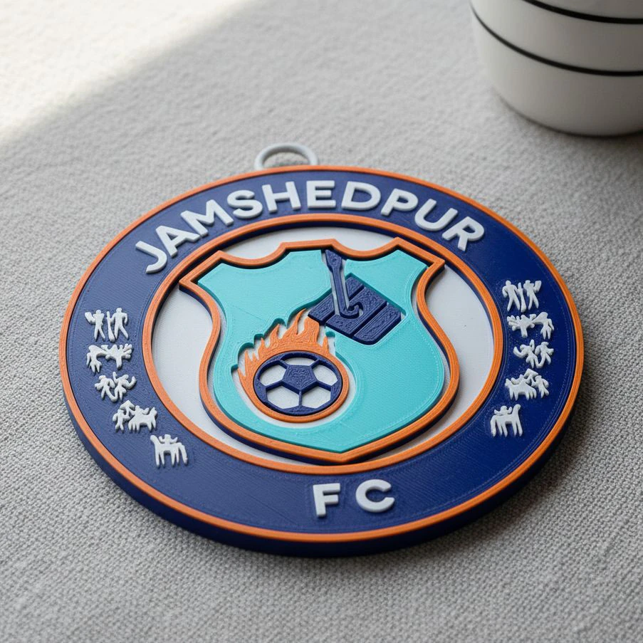 ISL Jamshedpur FC keychain badge color printable and renderable 3D Print Model .c4d .max .obj .3ds .fbx .stl .blend 