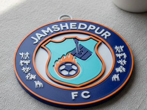 ISL Jamshedpur FC keychain badge color printable and renderable 3D Print Model