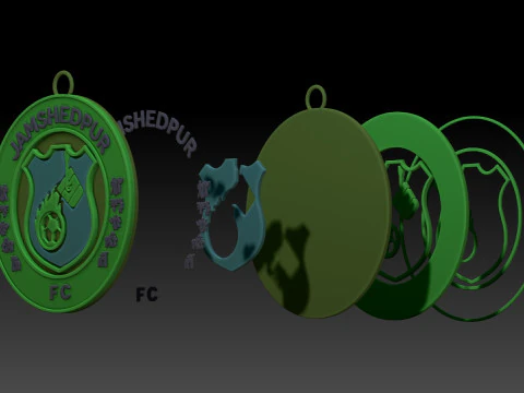ISL Jamshedpur FC keychain badge color printable and renderable 3D Print Model