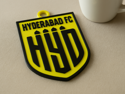 ISL Hyderabad FC keychain badge color printable and renderable Model Cetak 3D
