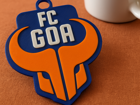 ISL FC Goa keychain badge color printable and renderable Model Cetak 3D