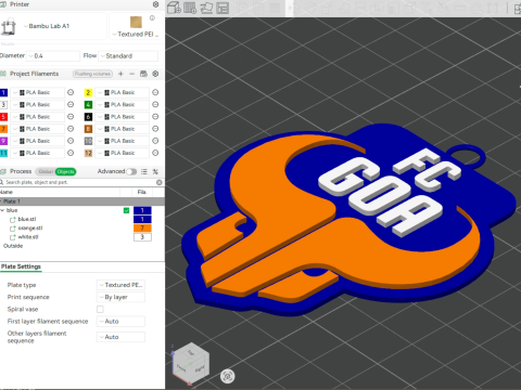 ISL FC Goa keychain badge color printable and renderable Modelo de Impressão 3D