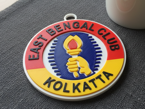 ISL East Bengal FC keychain badge color printable and renderable Model Cetak 3D