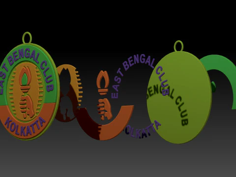 ISL East Bengal FC keychain badge color printable and renderable 3D Print Model