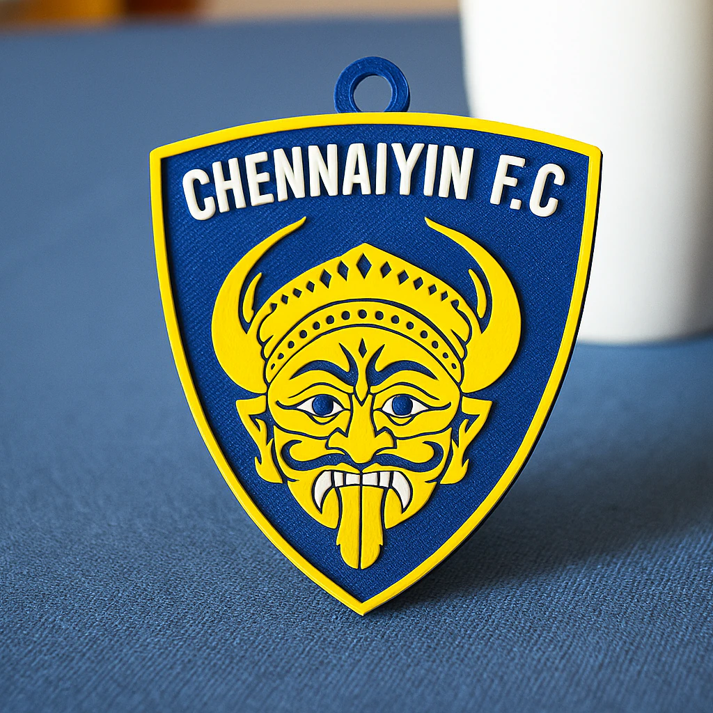 ISL Chennaiyin FC keychain badge color printable and renderable 3D Print Model .c4d .max .obj .3ds .fbx .stl .blend 