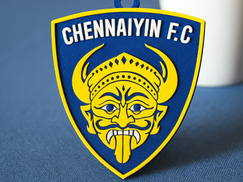 ISL Chennaiyin FC keychain badge color printable and renderable Model Cetak 3D