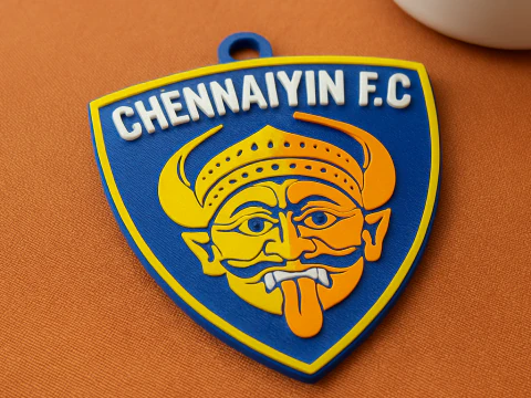 ISL Chennaiyin FC keychain badge color printable and renderable 3D Print Model