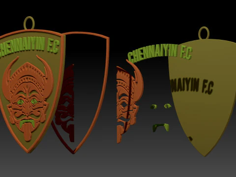 ISL Chennaiyin FC keychain badge color printable and renderable 3D Print Model