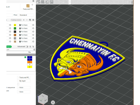 ISL Chennaiyin FC keychain badge color printable and renderable 3D printmodel