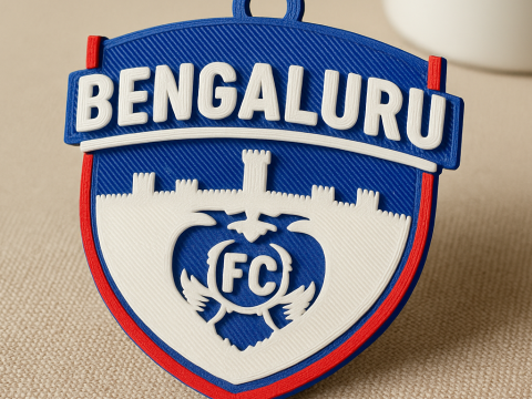 ISL Bengaluru FC keychain badge color printable and renderablee Model Cetak 3D