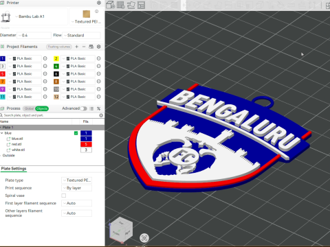 ISL Bengaluru FC keychain badge color printable and renderablee Modelo de Impressão 3D