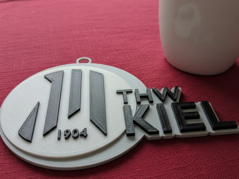 Crachá do chaveiro HBL THW Kiel colorido para impressão e renderização Modelo de Impressão 3D