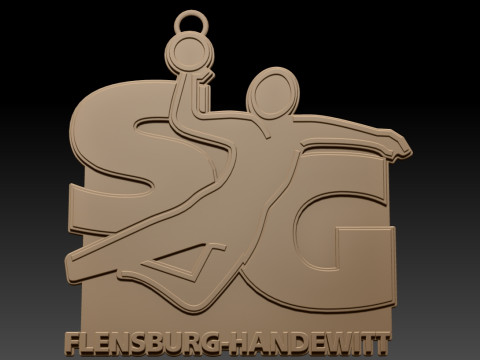 HBL SG Flensburg-Hand keychain badge color printable and renderable Modèles 3D en vedette
