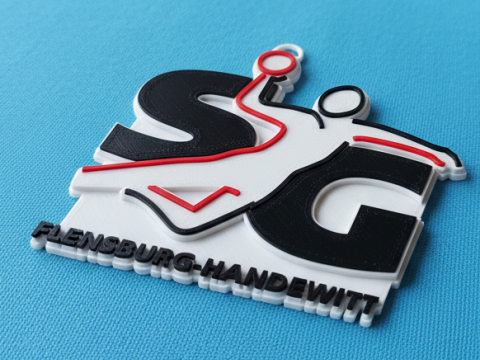 HBL SG Flensburg-Hand keychain badge color printable and renderable Modèles 3D en vedette