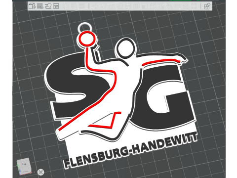 HBL SG Flensburg-Hand keychain badge color printable and renderable Modèles 3D en vedette