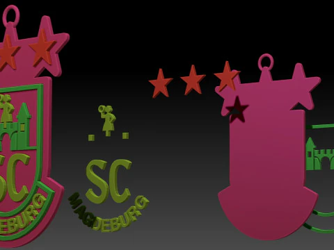 HBL SC Magdeburg keychain badge color printable and renderable 3D Print Model