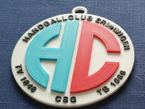 HBL HC Erlangen keychain badge color printable and renderable 3D Print Model