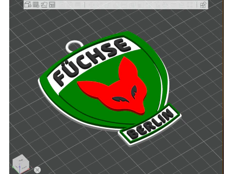 HBL Fchse Berlin keychain badge color printable and renderable 3D Print Model