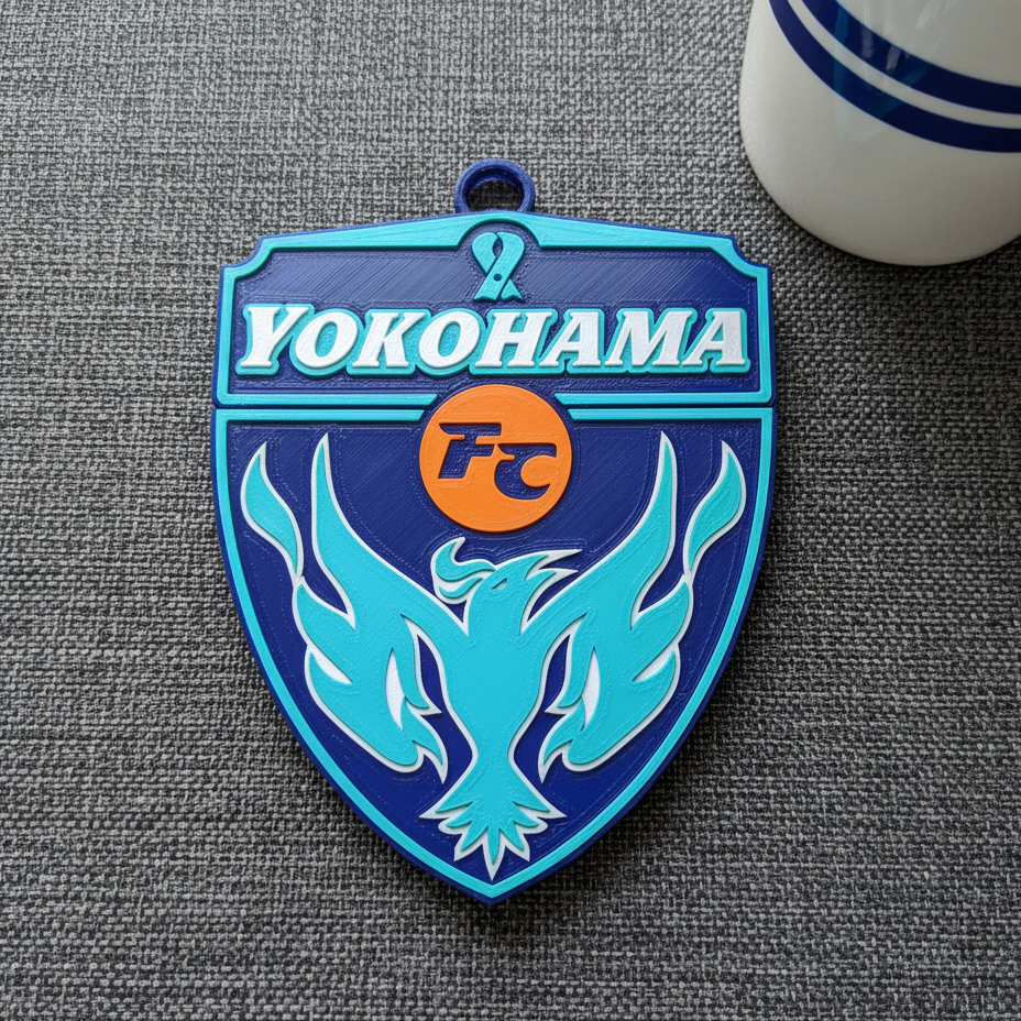 J1 Yokohama FC keychain badge color printable and renderable 3D Print Model .c4d .max .obj .3ds .fbx .stl .blend 