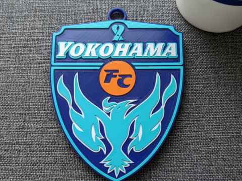 J1 Yokohama FC keychain badge color printable and renderable 3D Print Model