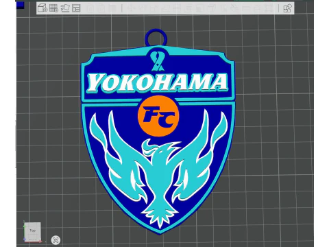 J1 Yokohama FC keychain badge color printable and renderable 3D Print Model