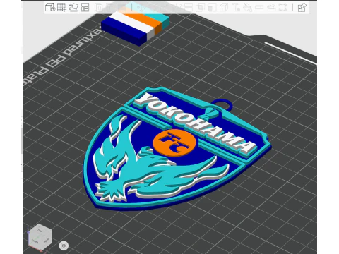 J1 Yokohama FC keychain badge color printable and renderable 3D Print Model