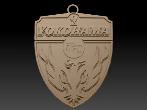 J1 Yokohama FC keychain badge color printable and renderable 3D Print Model