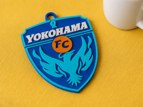 J1 Yokohama FC keychain badge color printable and renderable 3D Print Model