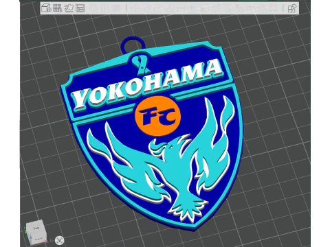 J1 Yokohama FC keychain badge color printable and renderable 3D Print Model