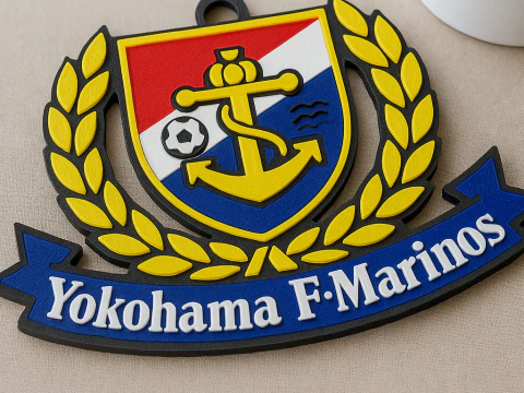 J1 Yokohama F Marinos keychain badge color printable and renderable 3D Print Model