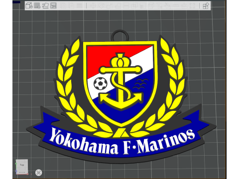 J1 Yokohama F Marinos keychain badge color printable and renderable 3D Принт Модель