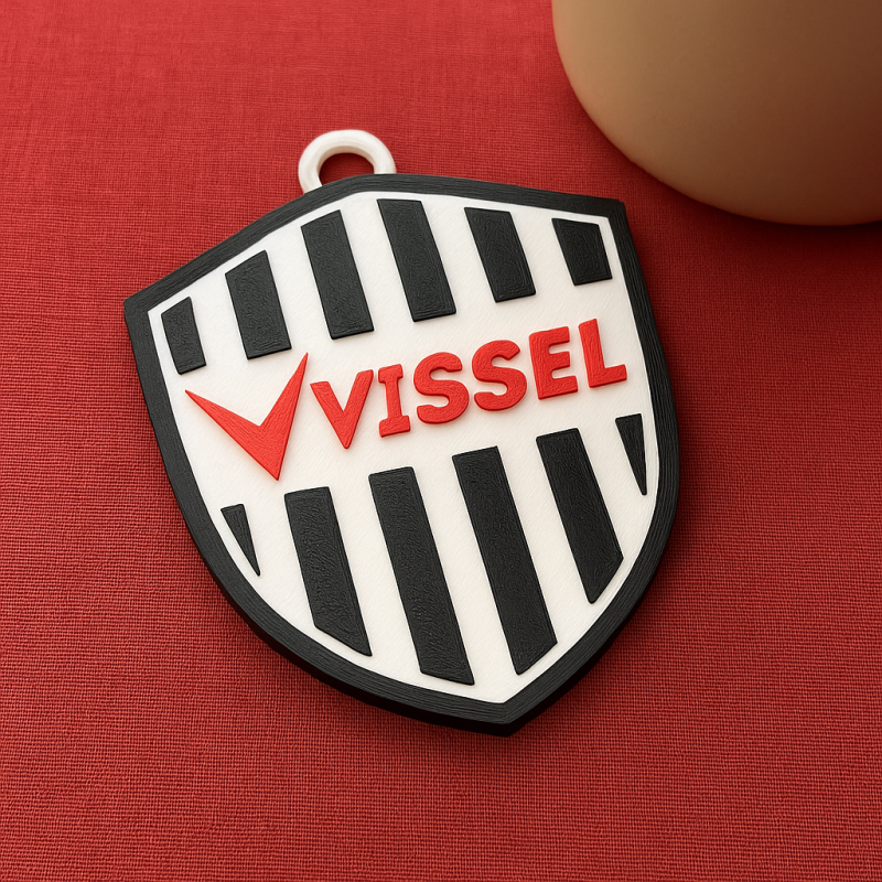 J1 Vissel Kobe keychain badge color printable and renderable 3D printmodel .c4d .max .obj .3ds .fbx .stl .blend 