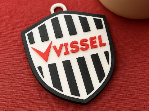 J1 Vissel Kobe sleutelhangerbadge in kleur afdrukbaar en renderbaar 3D printmodel