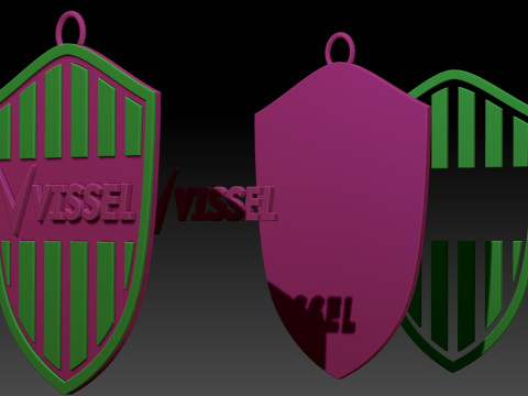 J1 Vissel Kobe keychain badge color printable and renderable 3D printmodel