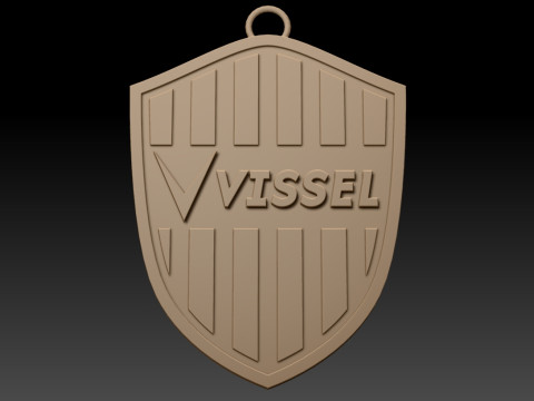 J1 Vissel Kobe keychain badge color printable and renderable 3D printmodel
