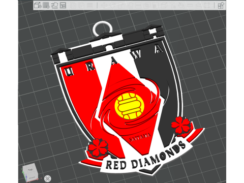 J1 Urawa Reds keychain badge color printable and renderable 3D Принт Модель