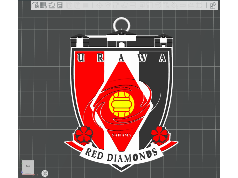J1 Urawa Reds keychain badge color printable and renderable 3D Принт Модель