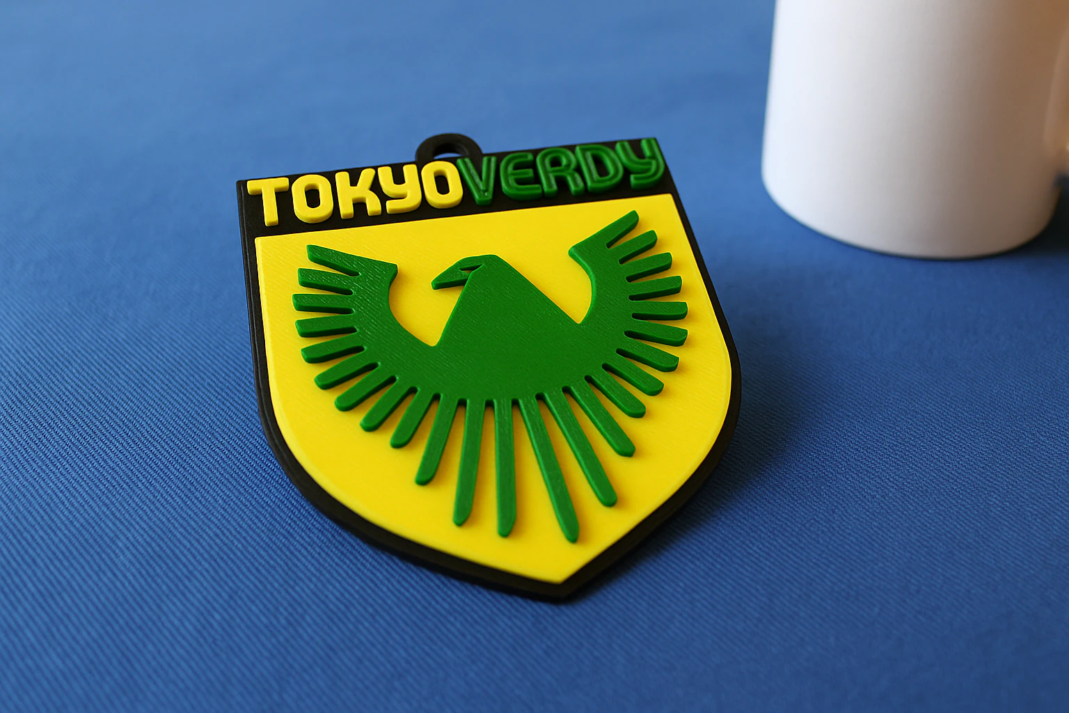 J1 Tokyo Verdy keychain badge color printable and renderable 3D Print Model .c4d .max .obj .3ds .fbx .stl .blend 