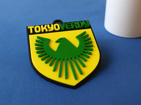 Warna lencana gantungan kunci J1 Tokyo Verdy dapat dicetak dan dirender Model Cetak 3D