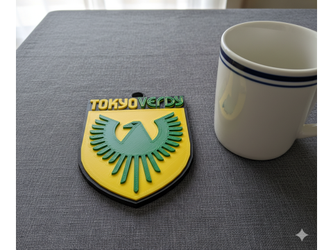 J1 Tokyo Verdy keychain badge color printable and renderable 3D प्रिंट मॉडल