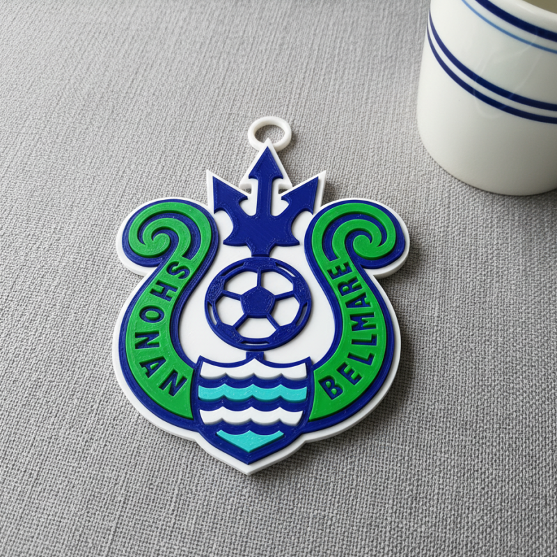 J1 Shonan Bellmare keychain badge color printable and renderable 3D Принт Модель .c4d .max .obj .3ds .fbx .stl .blend 