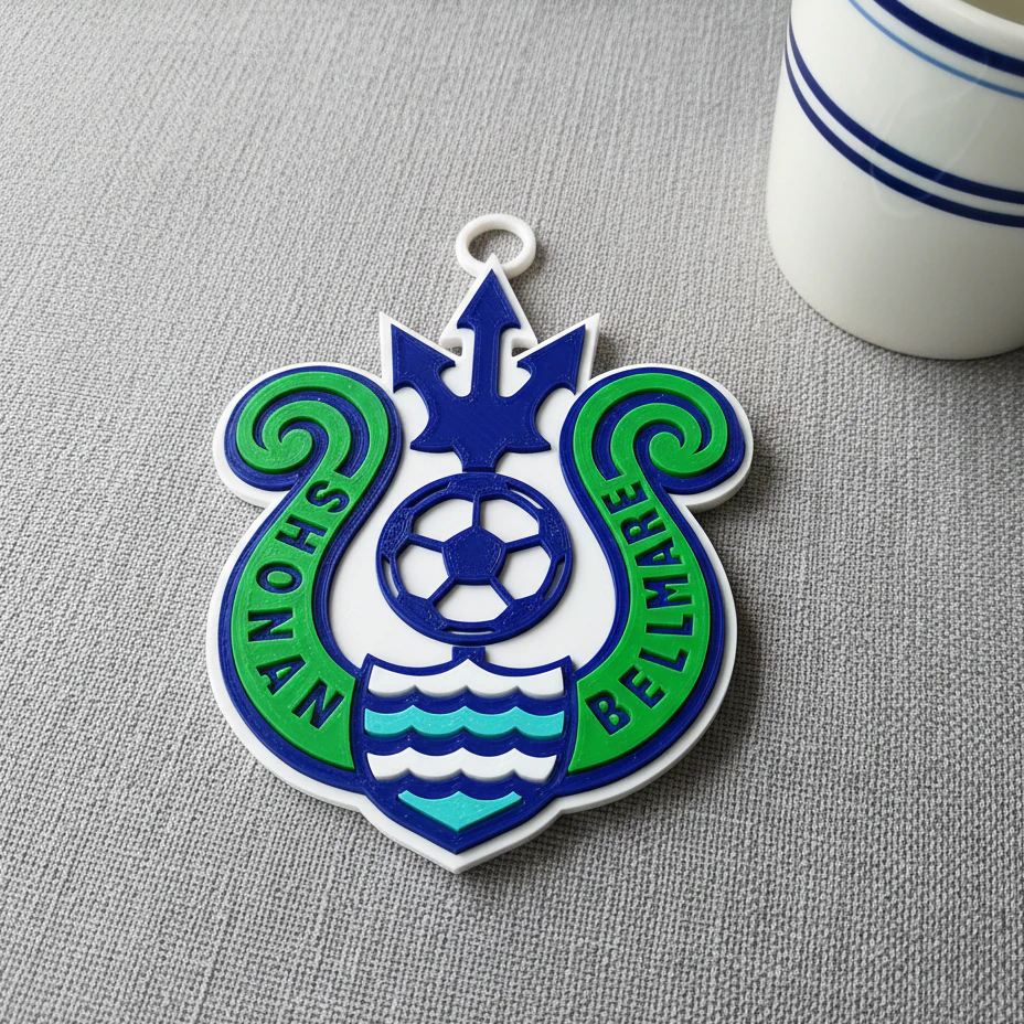 J1 Shonan Bellmare keychain badge color printable and renderable 3D Print Model .c4d .max .obj .3ds .fbx .stl .blend 
