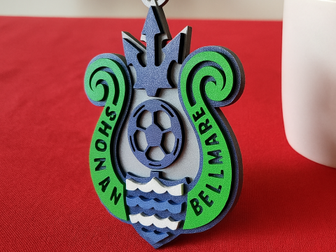 J1 Shonan Bellmare keychain badge color printable and renderable 3D Принт Модель