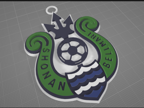 J1 Shonan Bellmare keychain badge color printable and renderable 3D Принт Модель