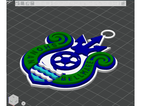 J1 Shonan Bellmare keychain badge color printable and renderable 3D Принт Модель