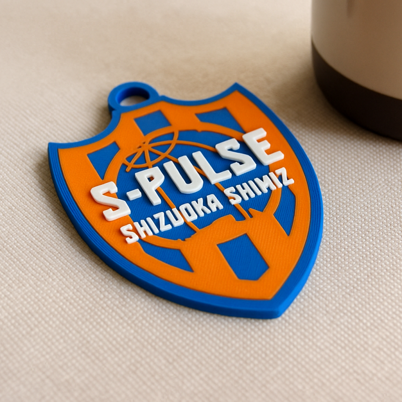 Kolorowa plakietka do breloka do kluczy J1 Shimizu S-Pulse, którą można wydrukować i renderować Model do druku 3D .c4d .max .obj .3ds .fbx .stl .blend