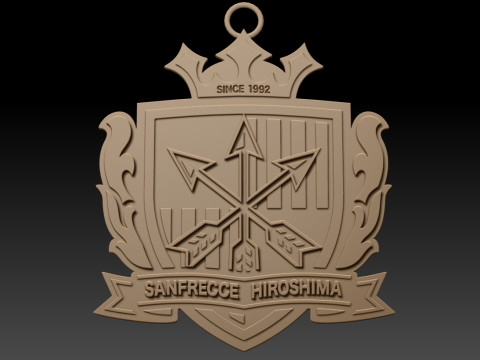 J1 Sanfrecce Hiroshima keychain badge color printable and renderable 3D Принт Модель