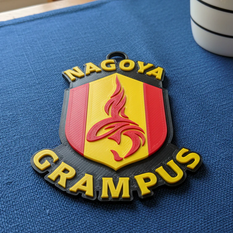 J1 Nagoya Grampus keychain badge color printable and renderable 3D Print Model .c4d .max .obj .3ds .fbx .stl .blend 