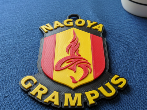 J1 Nagoya Grampus keychain badge color printable and renderable 3D 打印模型